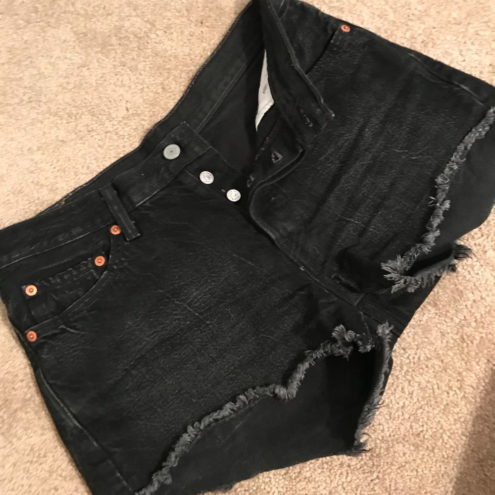 Levi’s Black Distressed 501 Cutoff Shorts